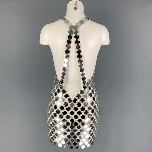 FANNIE SCHIAVONI Silver Metallic Mini Cara Dress - Picture 3 of 4